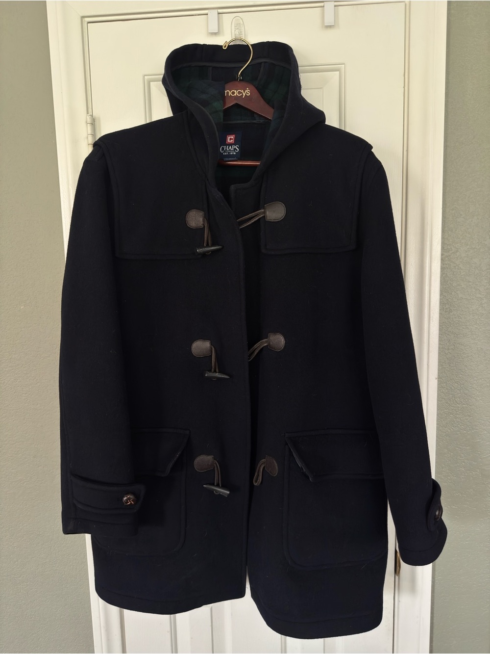 Chaps Men's Navy Hooded Duffle Coat